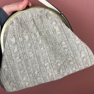 Patricia Nach beige cableknit and leather kiss lock crossbody bag